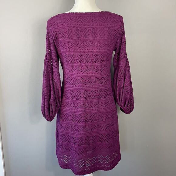 Anthropologie Maeve Leila Purple Crochet Mini Dress. Size XS. - Picture 6 of 11